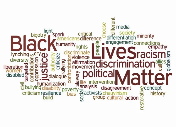 Conceito Word Cloud Black Lives Matter Isolado Fundo Branco — Fotografia de Stock