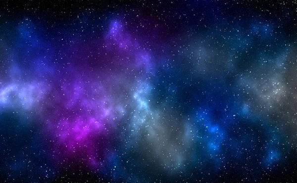 Yıldız tozu ve parlayan yıldızlarla dolu bir arka plan. Gerçekçi kainat ve renkli nebula. Renkli galaksi. 3d illüstrasyon.