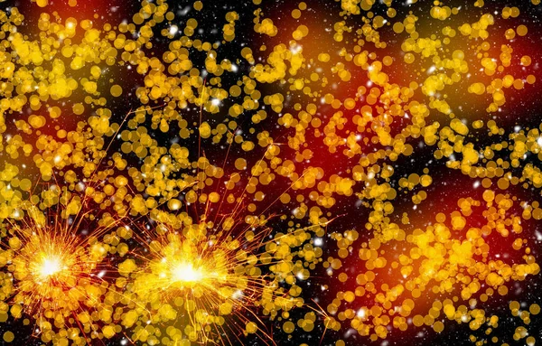 Brennende Wunderkerzen Auf Abstraktem Schneebedecktem Hintergrund Frohes Neues Jahr Illustration — Stockfoto