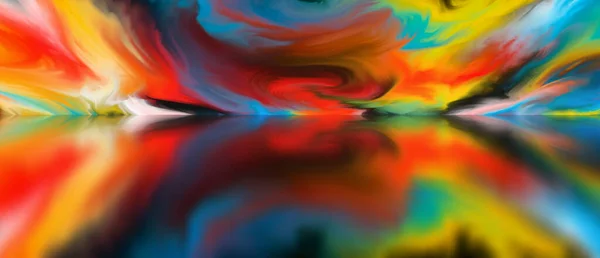 Paisaje Nubes Surrealistas Sobre Lago Mundo Abstracto Ilustración — Foto de Stock