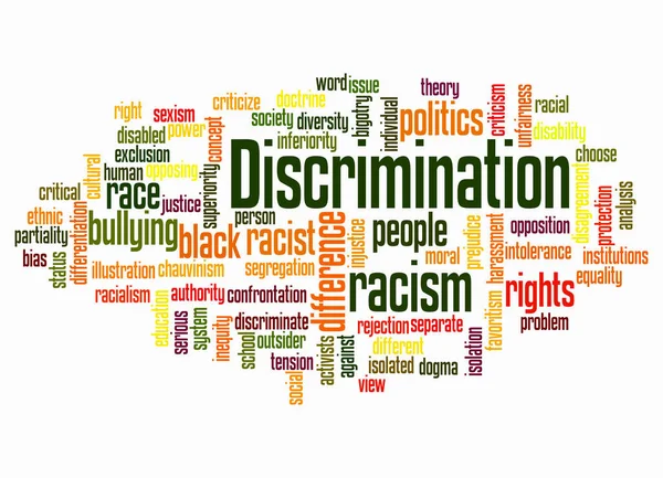 Word Cloud Discrimination Koncepció Elszigetelt Fehér Alapon — Stock Fotó