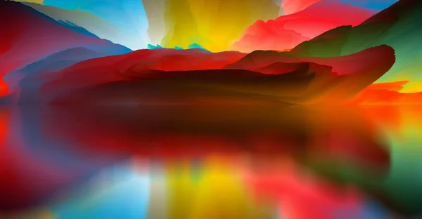 Krajobraz Surrealistycznych Chmur Nad Jeziorem Abstrakcyjny Świat Ilustracja — Zdjęcie stockowe