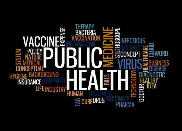 Word Cloud Public Health Concept Isolated Black Background — Stock Photo, Image