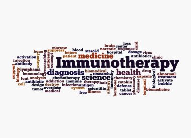 Kelime Bulutu beyaz arka planda izole edilmiş, IMMUNOTHERAPY kavramı ile.