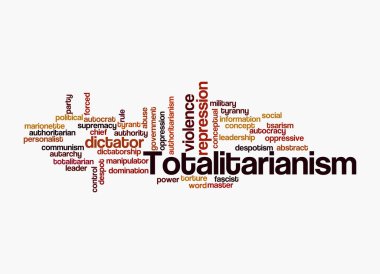 Kelime Bulutu beyaz arka planda izole edilmiş TOTALITARIANISM kavramına sahip.