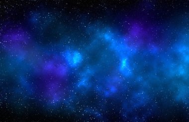 Yıldız tozu ve parlayan yıldızlarla dolu bir arka plan. Gerçekçi kainat ve renkli nebula. Renkli galaksi. 3d illüstrasyon.