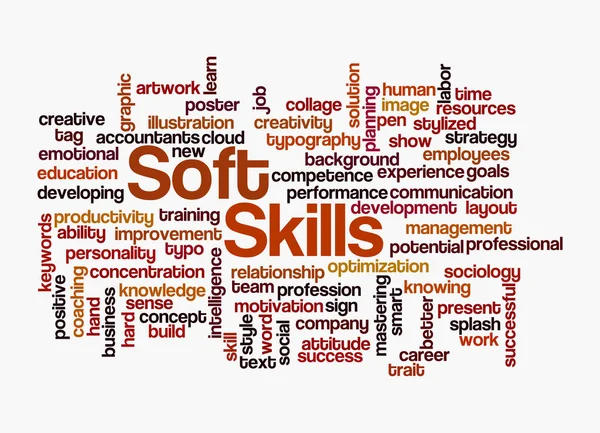 Soft Skills Kavramına Sahip Kelime Bulutu Beyaz Arka Planda Izole — Stok fotoğraf