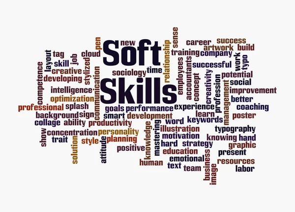 Soft Skills Kavramına Sahip Kelime Bulutu Beyaz Arka Planda Izole — Stok fotoğraf