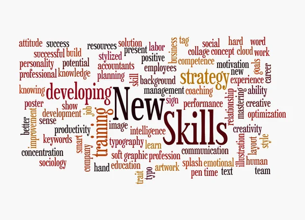 Word Cloud Med New Skills Koncept Isolerad Vit Bakgrund — Stockfoto