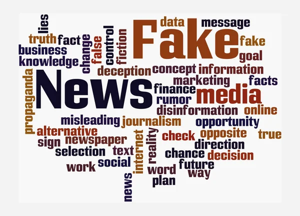 白い背景に隔離されたFake NewsのコンセプトのWord Cloud — ストック写真