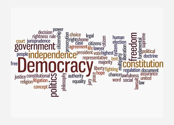 Word Cloud Democracy Concept Isolated White Background — 图库照片