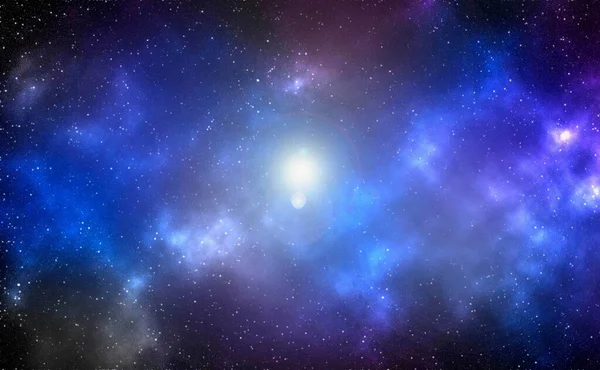 Yıldız tozu ve parlayan yıldızlarla dolu bir arka plan. Gerçekçi kainat ve renkli nebula. Renkli galaksi. 3d illüstrasyon.