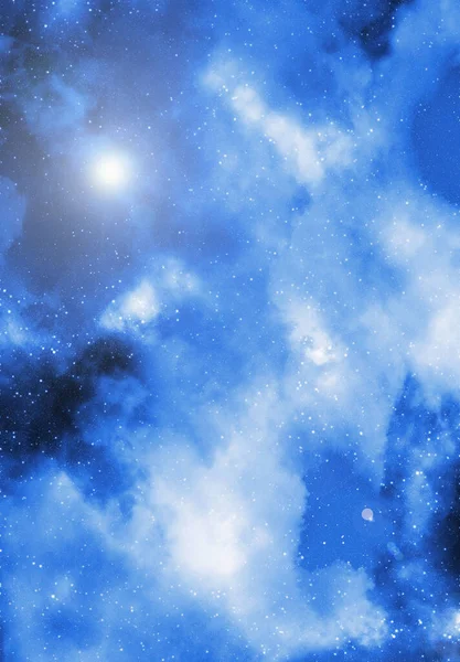 Yıldız tozu ve parlayan yıldızlarla dolu bir arka plan. Gerçekçi kainat ve renkli nebula. Renkli galaksi. 3d illüstrasyon.