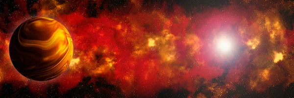 来自外层空间的不明行星 空间星云A 宇宙中的星团外层空间背景 3D说明 — 图库照片
