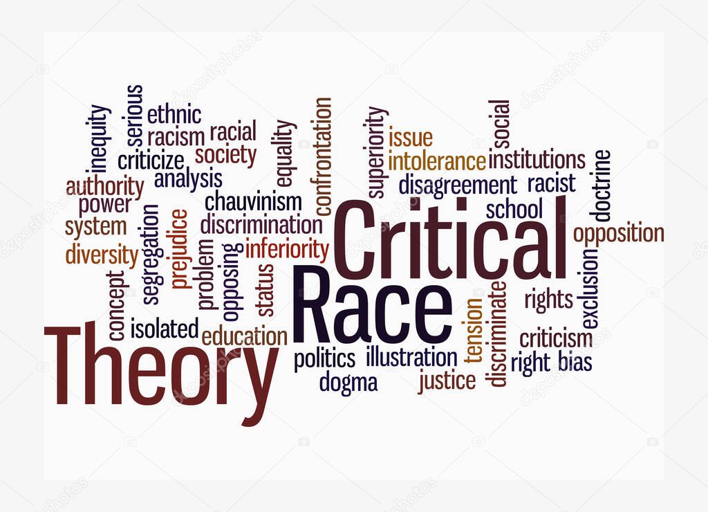 Word Cloud with Critical Race Theory concept, isolated on a white background.