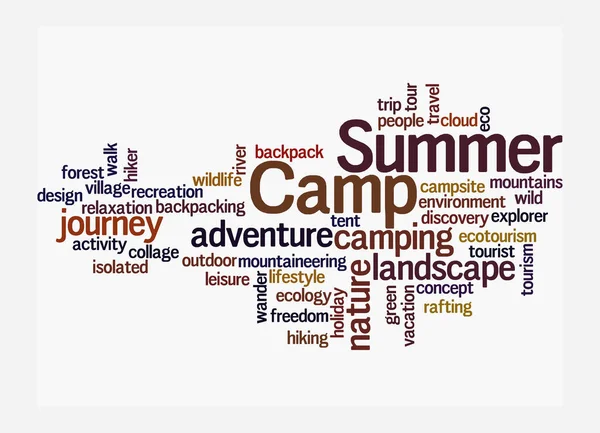 Word Cloud Con Concetto Summer Camp Isolato Sfondo Bianco — Foto Stock