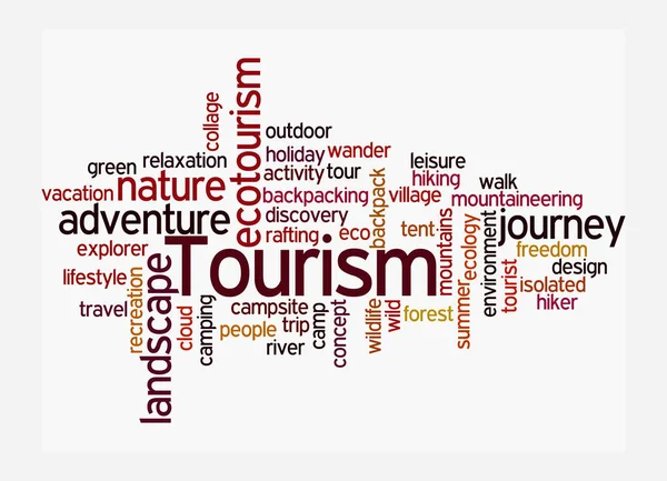 Word Cloud Mit Tourism Konzept Isoliert Auf Weißem Hintergrund — Stockfoto