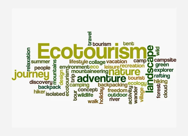 Word Cloud Konceptem Ecotourism Izolované Bílém Pozadí — Stock fotografie