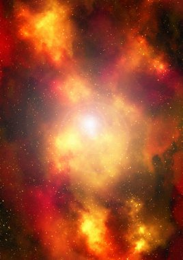 Yıldız tozu ve parlayan yıldızlarla dolu bir arka plan. Gerçekçi kainat ve renkli nebula. Renkli galaksi. 3d illüstrasyon.