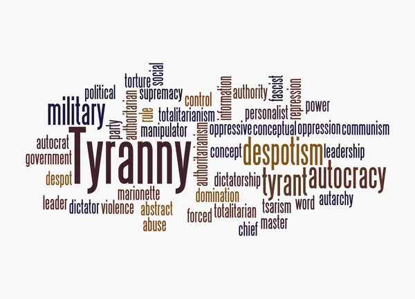 Word Cloud Com Conceito Tyranny Isolado Fundo Branco — Fotografia de Stock