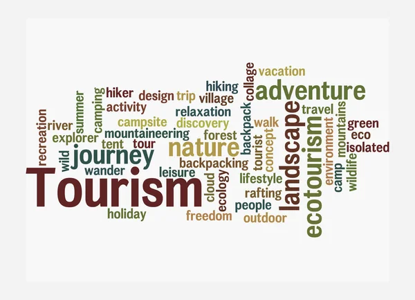 Word Cloud Koncepcji Tourism Izolowane Białym Tle — Zdjęcie stockowe