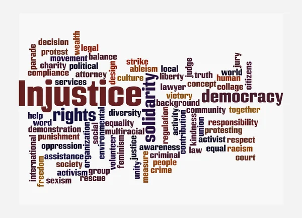 Word Cloud Концепцією Injustice Ізольовано Білому Тлі — стокове фото