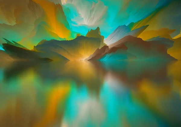 Landscape Surreal Lake Magical Abstract World Illustration — Stock Photo, Image