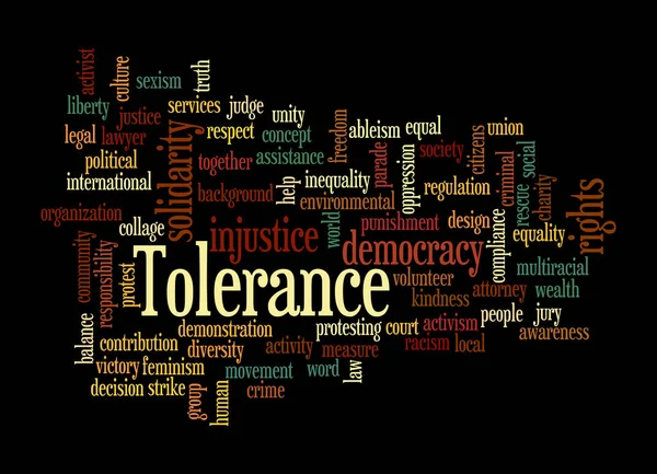 Word Cloud Met Tolerance Concept Geïsoleerd Een Zwarte Achtergrond — Stockfoto