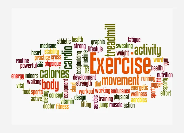 Word Cloud Com Conceito Exercício Isolado Fundo Branco — Fotografia de Stock