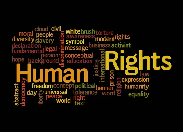 Word Cloud Human Rights Concept Απομονωμένο Μαύρο Φόντο — Φωτογραφία Αρχείου