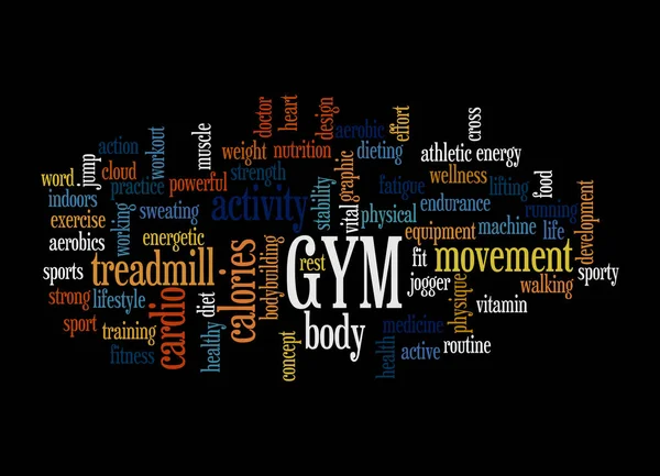 Word Cloud Koncepcją Gym Odizolowany Czarnym Tle — Zdjęcie stockowe