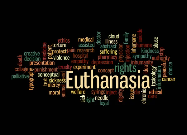 Хмара Слів Концепцією Euthanasia Ізольована Чорному Тлі — стокове фото
