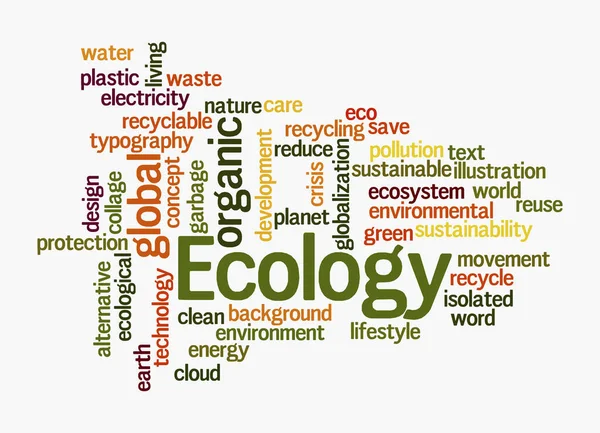 Word Cloud Com Conceito Ecologia Isolado Fundo Branco — Fotografia de Stock