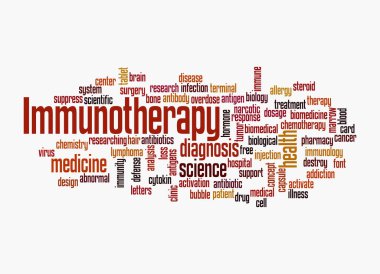 Kelime Bulutu beyaz arka planda izole edilmiş, IMMUNOTHERAPY kavramı ile.