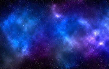 Yıldız tozu ve parlayan yıldızlarla dolu bir arka plan. Gerçekçi kainat ve renkli nebula. Renkli galaksi. 3d illüstrasyon.