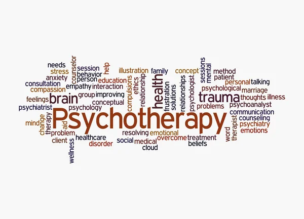 Word Cloud Met Psychotherapy Concept Geïsoleerd Een Witte Achtergrond — Stockfoto