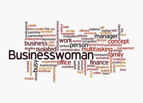 Word Cloud Businesswoman Concept Isolated White Background — Stock Photo, Image