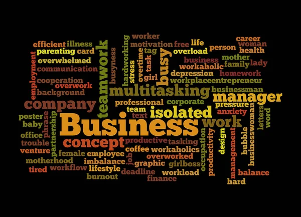 Word Cloud Avec Concept Busyness Isolé Sur Fond Noir — Photo