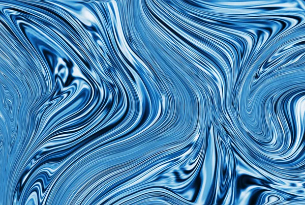 青い波大理石の質感 貴金属の流れのイメージ 液体表面アートワーク 3Dイラスト — ストック写真