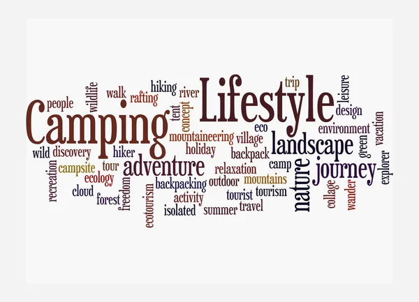 Word Cloud Camping Lifestyle Concept Απομονωμένο Λευκό Φόντο — Φωτογραφία Αρχείου