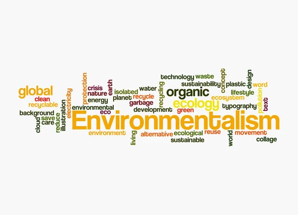 Word Cloud Environmentalism Koncepció Elszigetelt Fehér Alapon — Stock Fotó