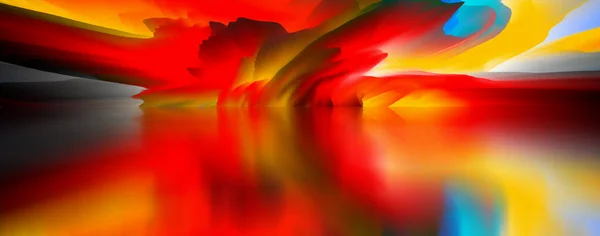 Krajobraz Surrealistycznego Jeziora Magiczny Świat Abstrakcji Ilustracja — Zdjęcie stockowe
