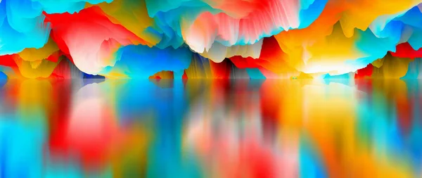 Krajina Surrealistického Jezera Magický Abstraktní Svět Ilustrace — Stock fotografie