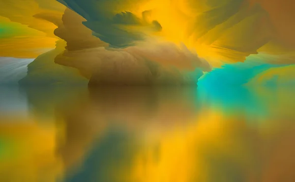 Paisaje Lago Surrealista Mundo Mágico Abstracto Ilustración — Foto de Stock