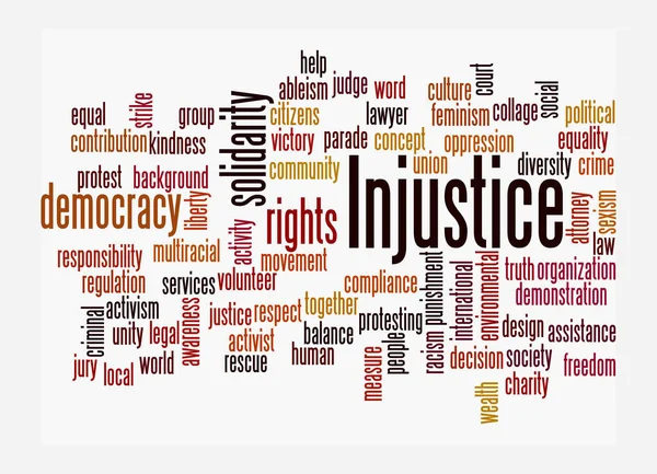 Word Cloud Концепцією Injustice Ізольовано Білому Тлі — стокове фото