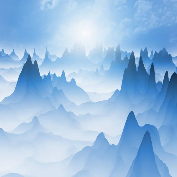 Magical world. Surreal Landscape. Abstract fantasy background. 3d illustration.