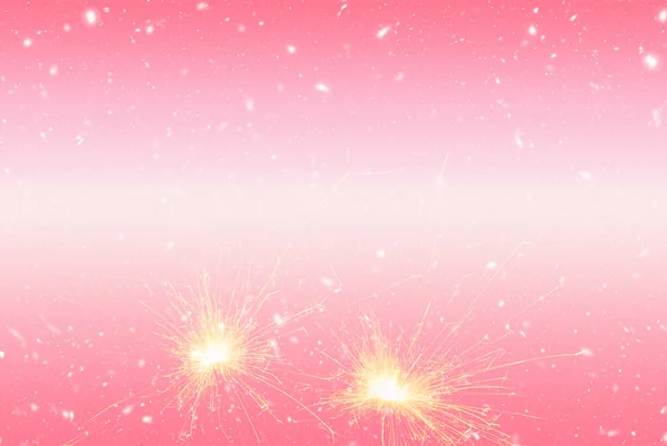 Brennende Wunderkerzen Auf Abstraktem Schneebedecktem Hintergrund Frohes Neues Jahr Illustration — Stockfoto