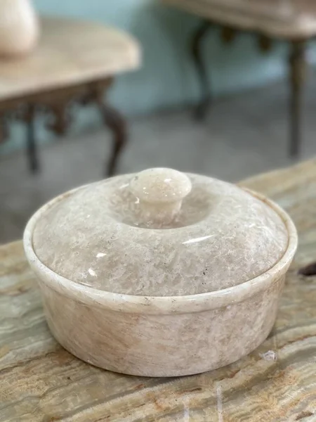 Place Bowl Complete Lid Made Marble — Stock Photo, Image
