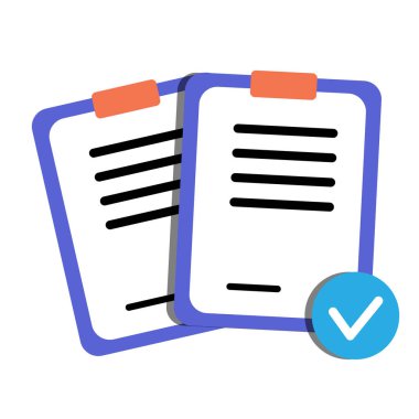 Dosya belgesi kavramı onaylandı - gerçekçi simge seti. 3d vektör illüstrasyonu.