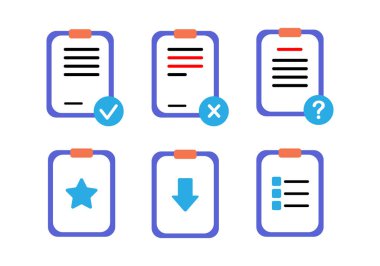 Dosya belgesi kavramı - gerçekçi simge seti. 3d vektör illüstrasyonu.